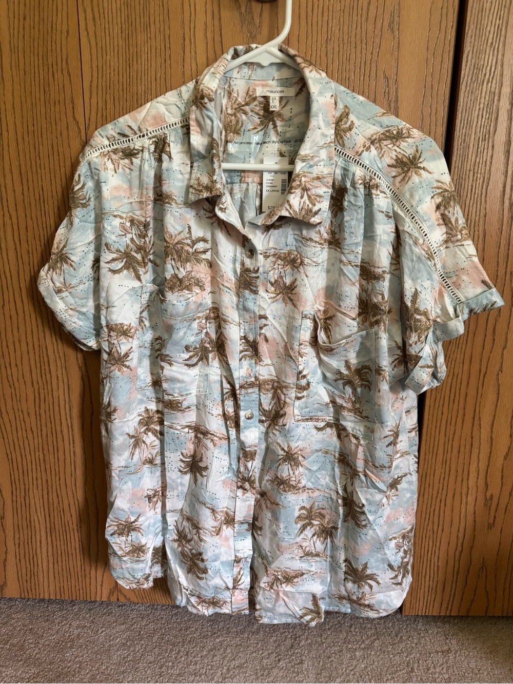 Maurices Tropical Short Sleeve Utility Button Down Shirt.